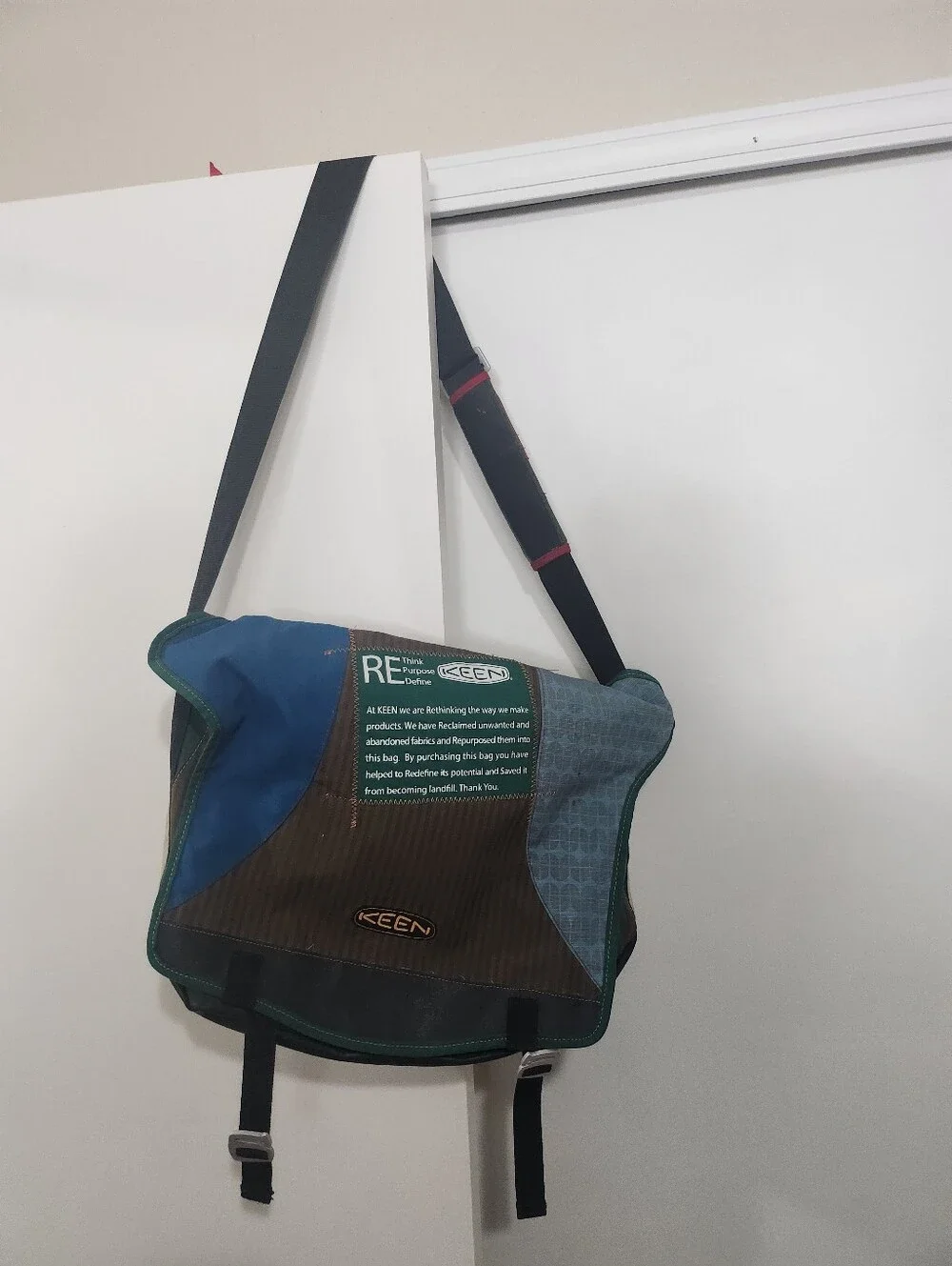 Keen Brown Messenger Bag with Blue and Green Accents